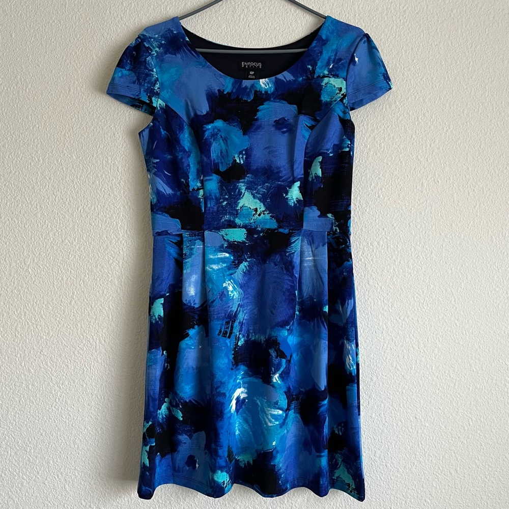 Enfocus blue abstract dress size 10p